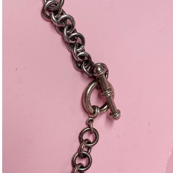 Sterling Silver Big Links Chain and Chunky Jasper Beads Necklace - Picture 3 of 4